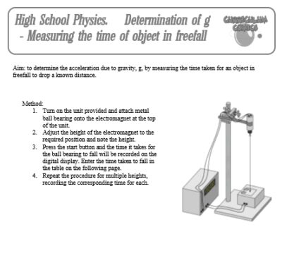 Determning g Freefall
