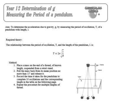 Determining g Pendulum